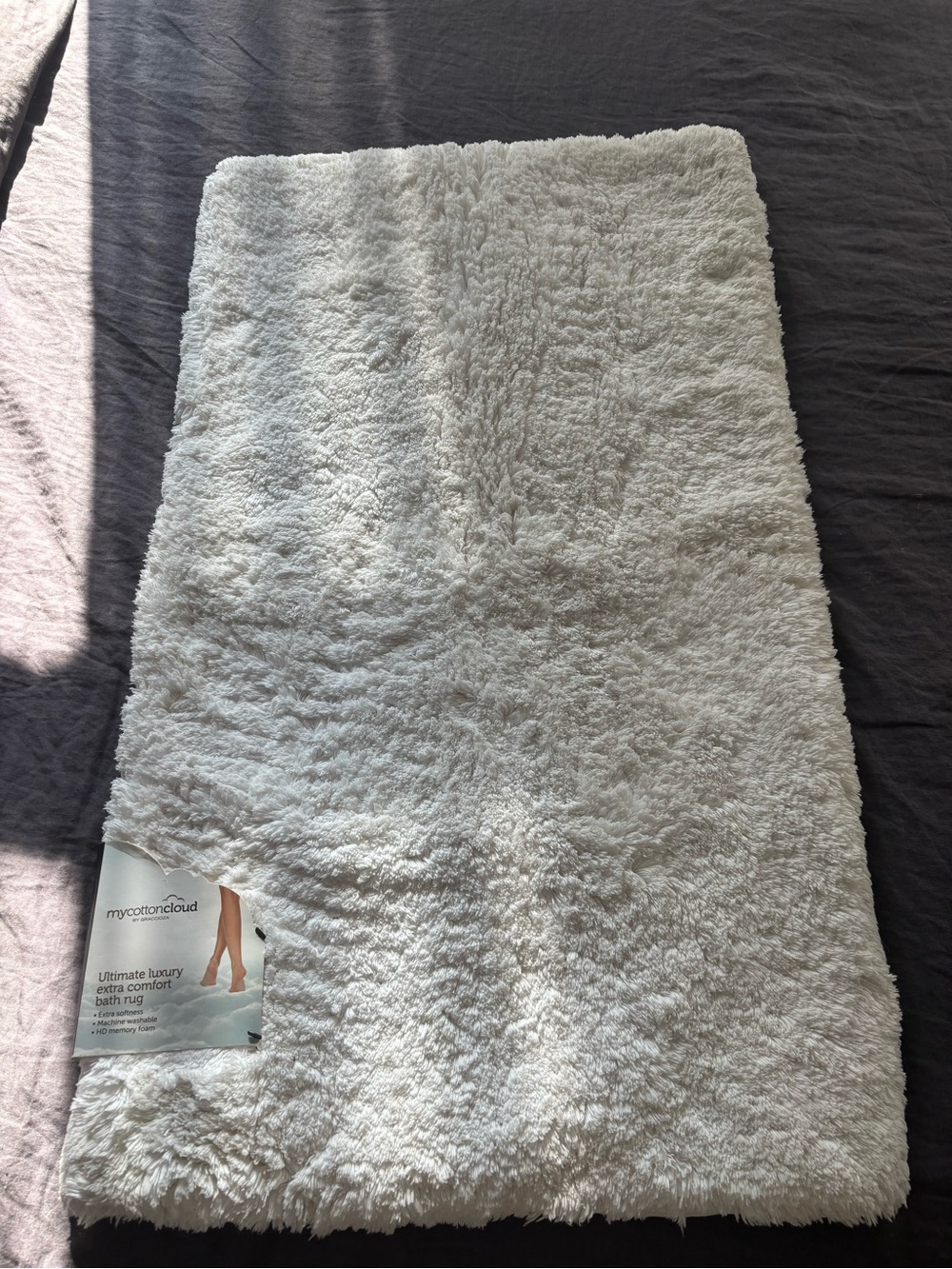 MyCottonCloud Plush White memory foam Bath Rug